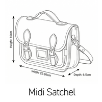 Leather Midi Satchel - Green-4