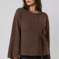 Brown Knitted Side‑Tie Cardigan-0