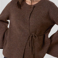 Brown Knitted Side‑Tie Cardigan-1