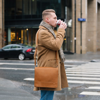 Soft Tannery Leather Messenger - Tan-1