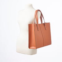 Handmade Leather Shopper - Burnt Orange-2