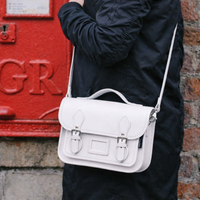 Leather Midi Satchel - White-1