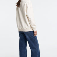Ivory cotton-blend sweatshirt, side view with ribbed hem and sleeves, Weekend embroidery