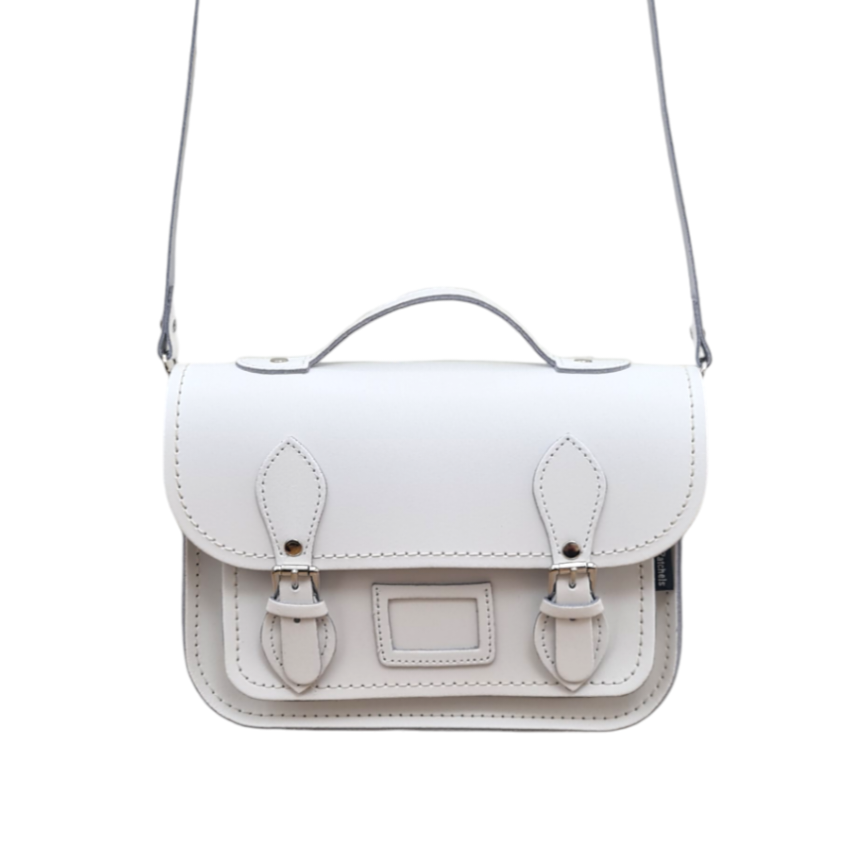 Leather Midi Satchel - White-4