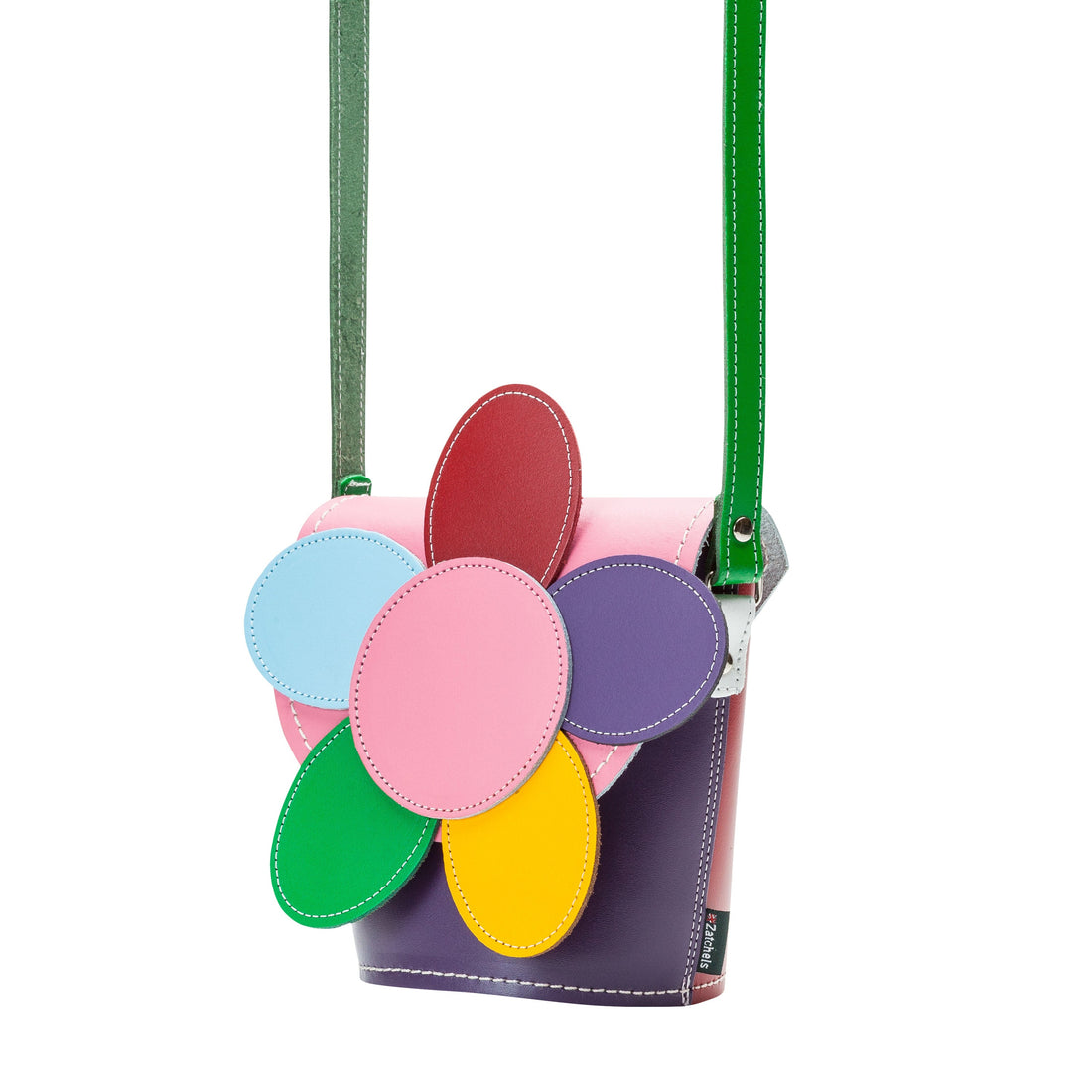 Handmade Leather Daisy Barrel Bag - Classic Kaleidoscope-2