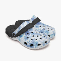 Blue Floral Adult Fluffy Clogs