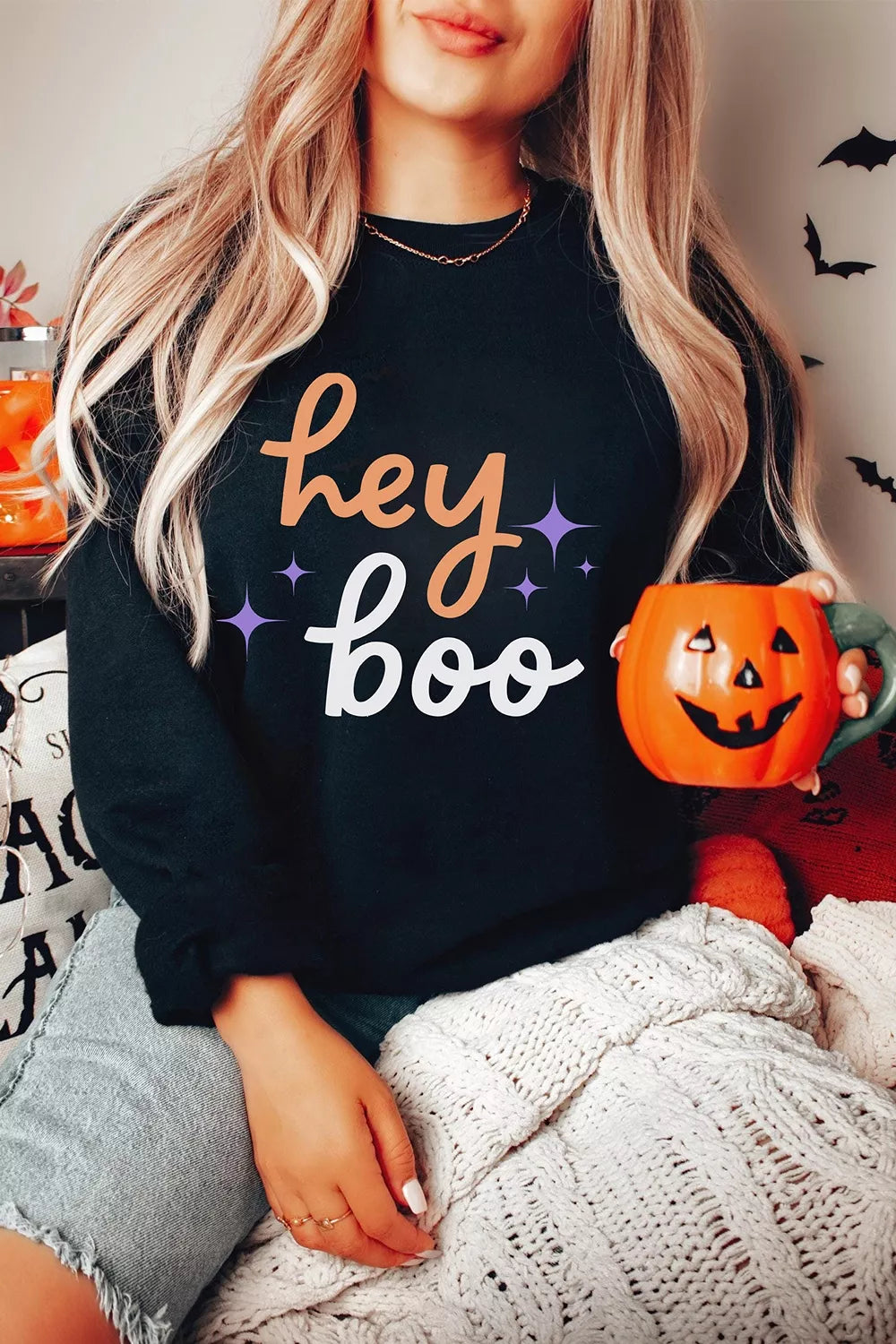 Black Halloween sweatshirt with &
