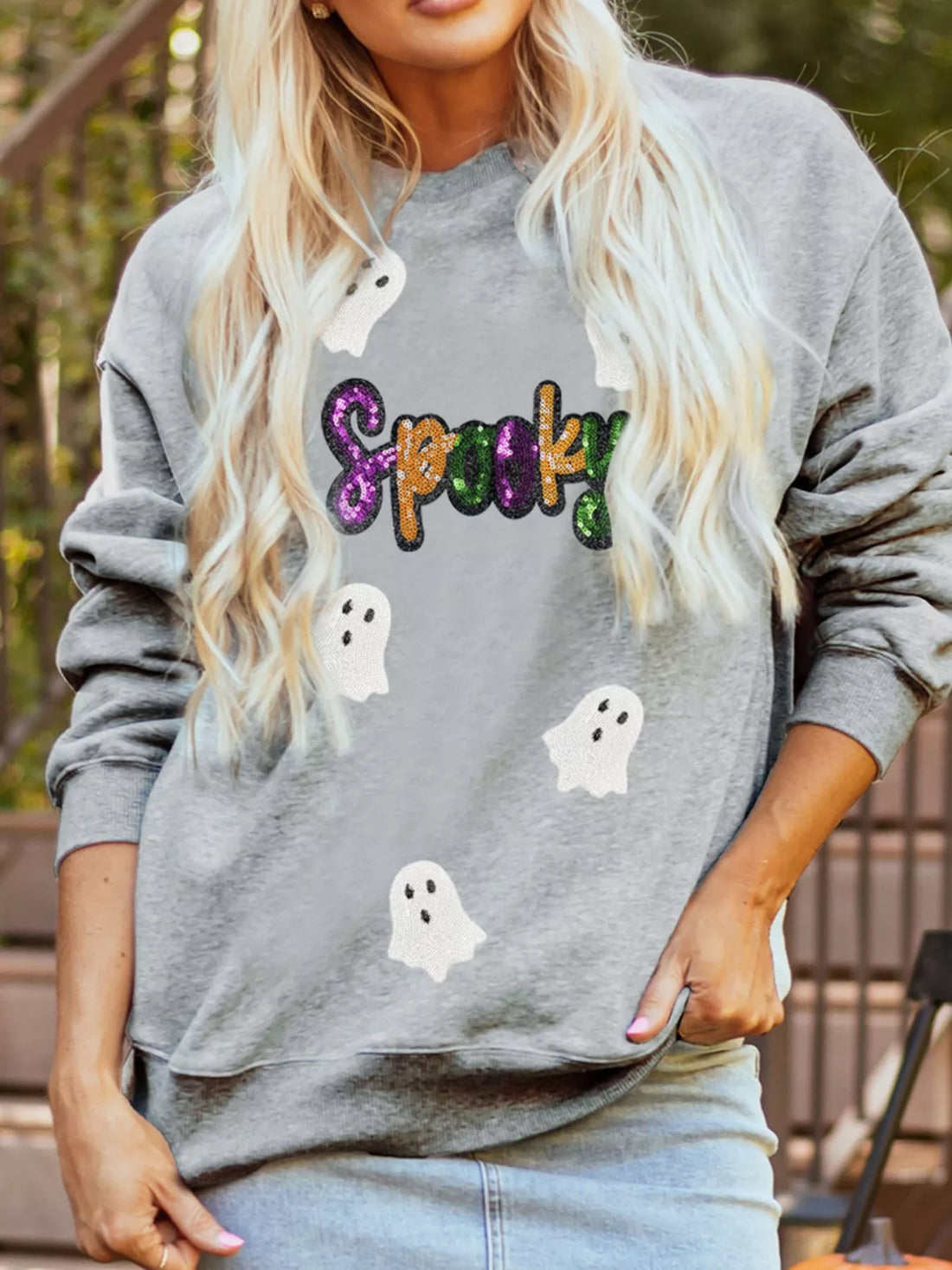 Gray sweatshirt with sequin &