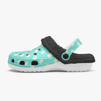 Polka Dot Shoes Fluffy Lined Clogs in Light Blue and Cream