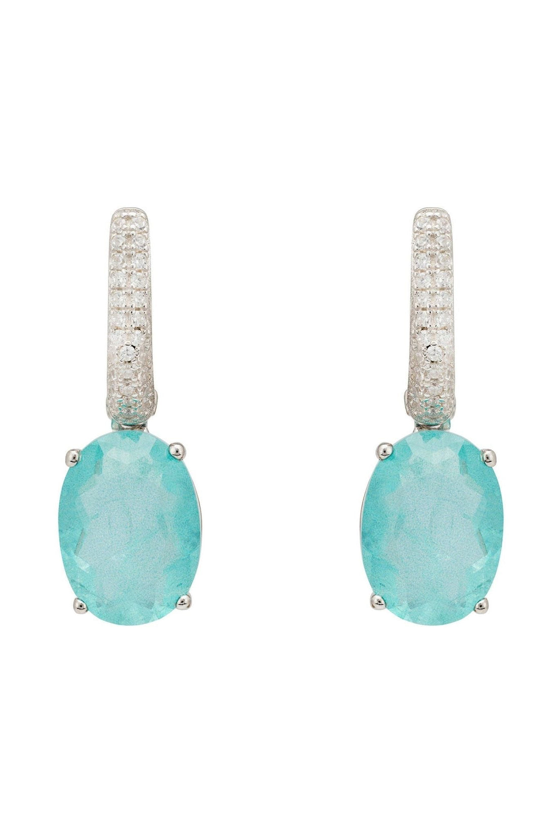 Alexandra Oval Drop Earrings Silver Paraiba Tourmaline-0