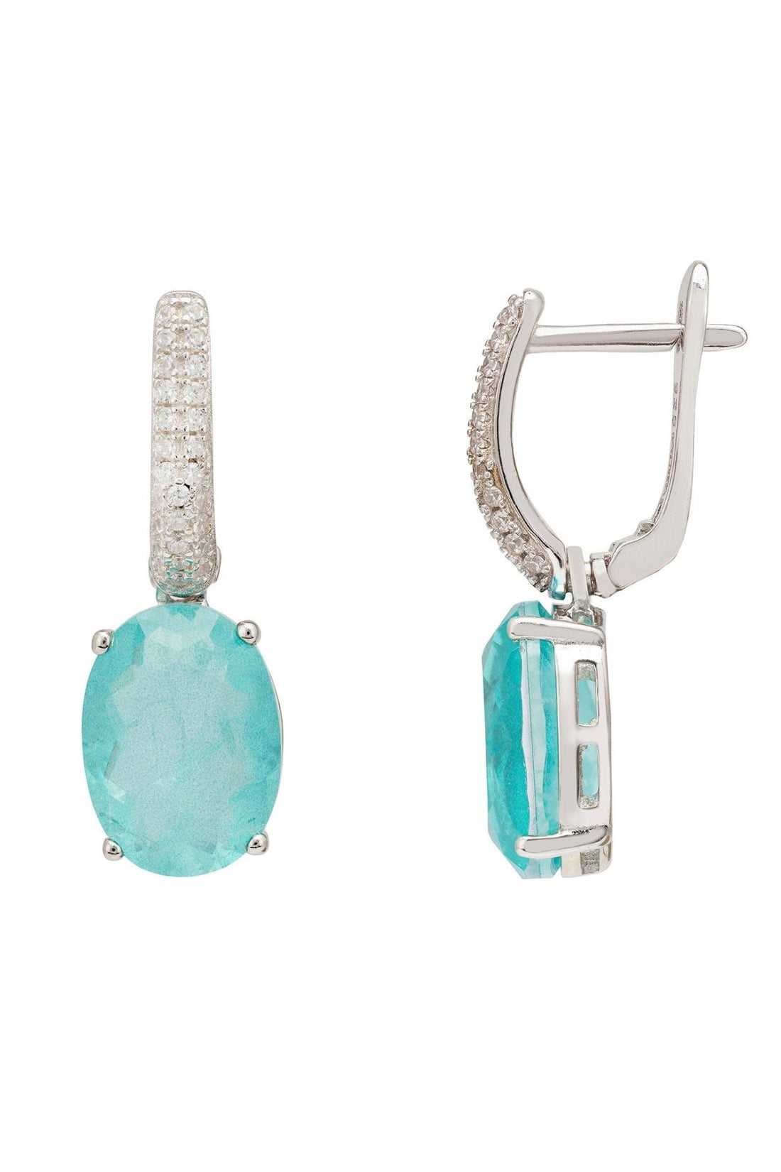 Alexandra Oval Drop Earrings Silver Paraiba Tourmaline-2