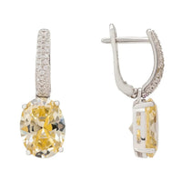 Alexandra Oval Drop Earrings Silver Yellow Topaz-2