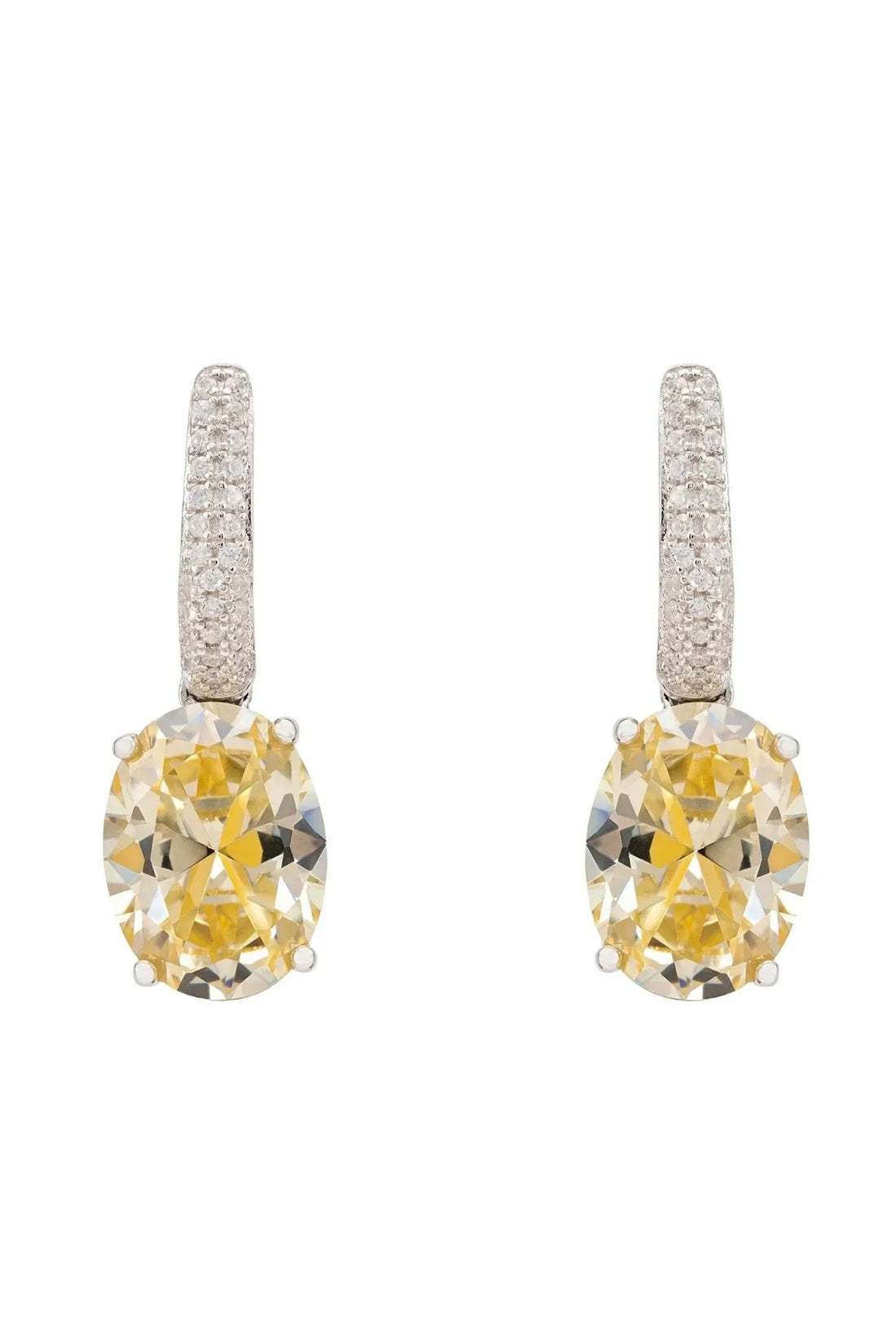 Alexandra Oval Drop Earrings Silver Yellow Topaz-0