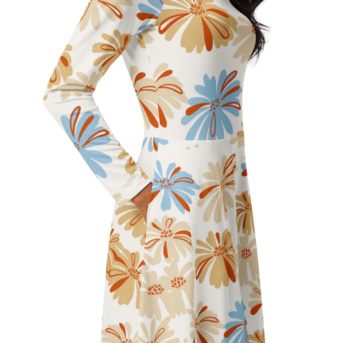 mini white cotton dress cerulean Sketchbook Floral Branwen Jean Dress Cinq Sept
