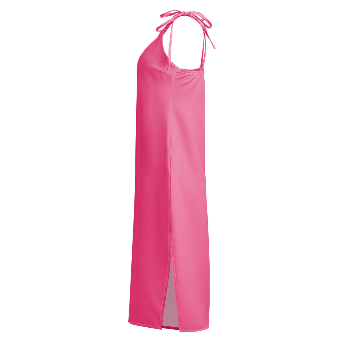 bright pink slip dress Pink Satin Slip Maxi Dress