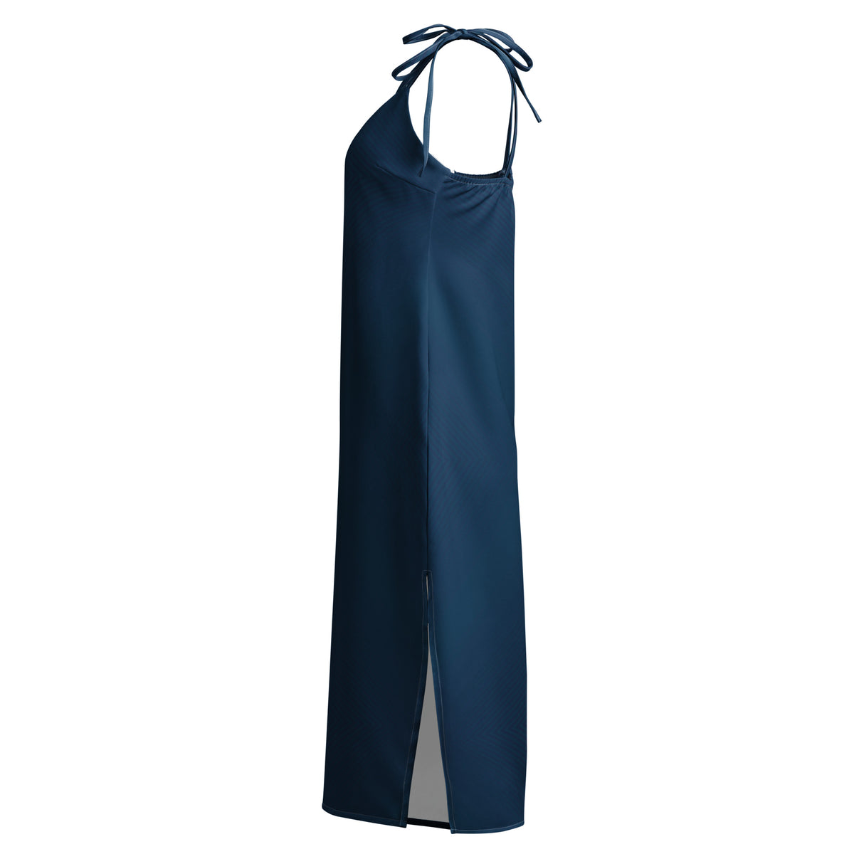 tie strap fit & flare high slit slip midi dress midi emerald green dress Tie Strap Fit & Flare High Slit Slip Midi Dress