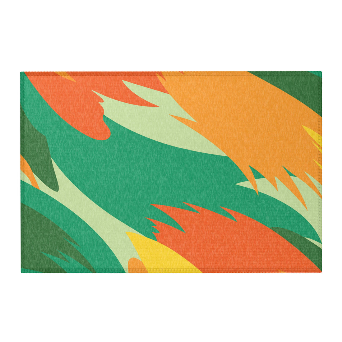 Abstract Geometric Orange and Green Rug