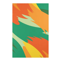 Abstract Geometric Orange and Green Rug