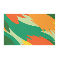 Abstract Geometric Orange and Green Rug
