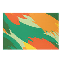 Abstract Geometric Orange and Green Rug