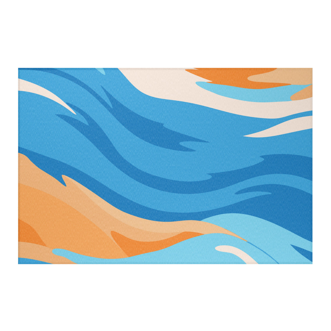 Abstract Geometric Blue and Orange Rug