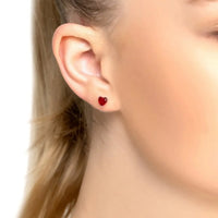 Asscher Cut Heart Stud Earrings Silver Ruby-1