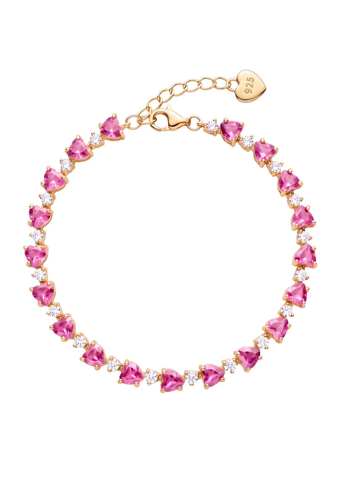 Asscher Cut Heart Tennis Bracelet Ruby Gold-0