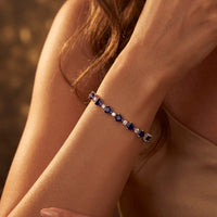 Asscher Cut Heart Tennis Bracelet Sapphire Silver-1