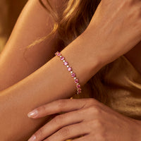 Asscher Cut Heart Tennis Bracelet Ruby Gold-1