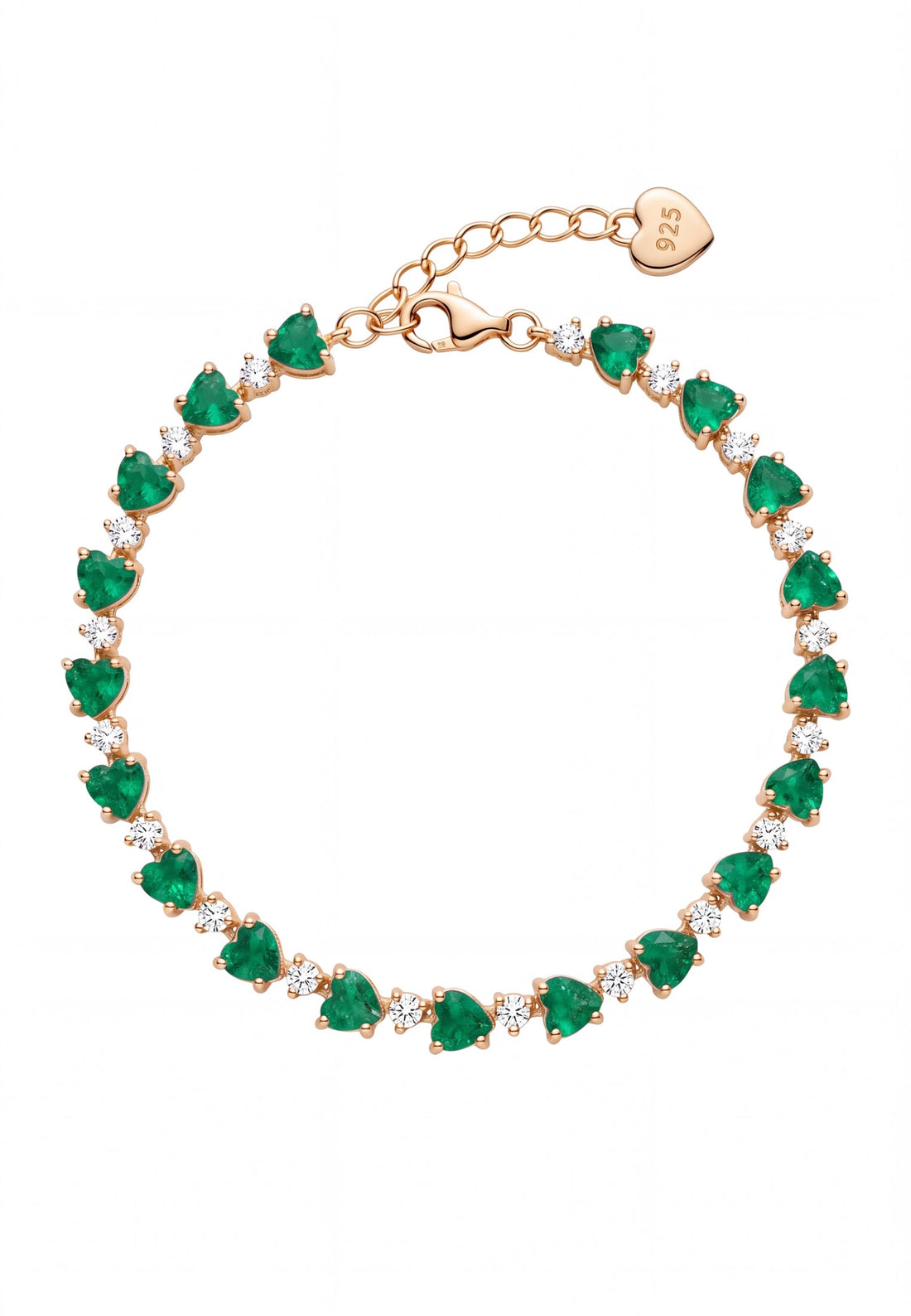Asscher Cut Heart Tennis Bracelet Emerald Gold-0