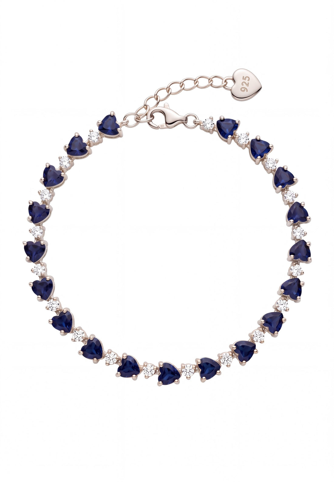 Asscher Cut Heart Tennis Bracelet Sapphire Silver-0