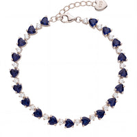 Asscher Cut Heart Tennis Bracelet Sapphire Silver-0