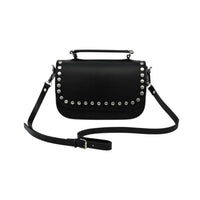 Aura Handmade Leather Bag - Black Studded-3