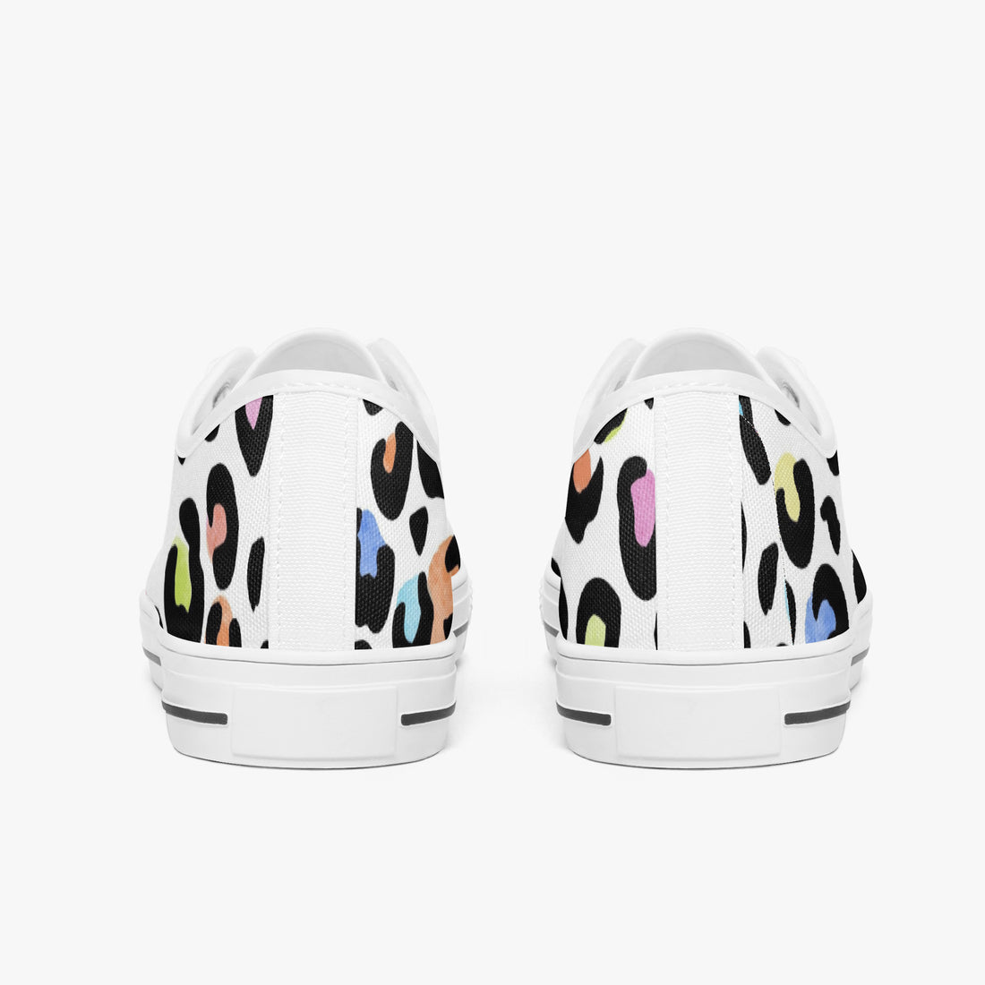 Leopard Print Trainers Womens White Multi Color Canvas Low Top Shoes