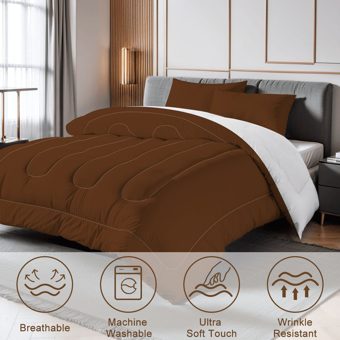 Queen Brown Comforter Set