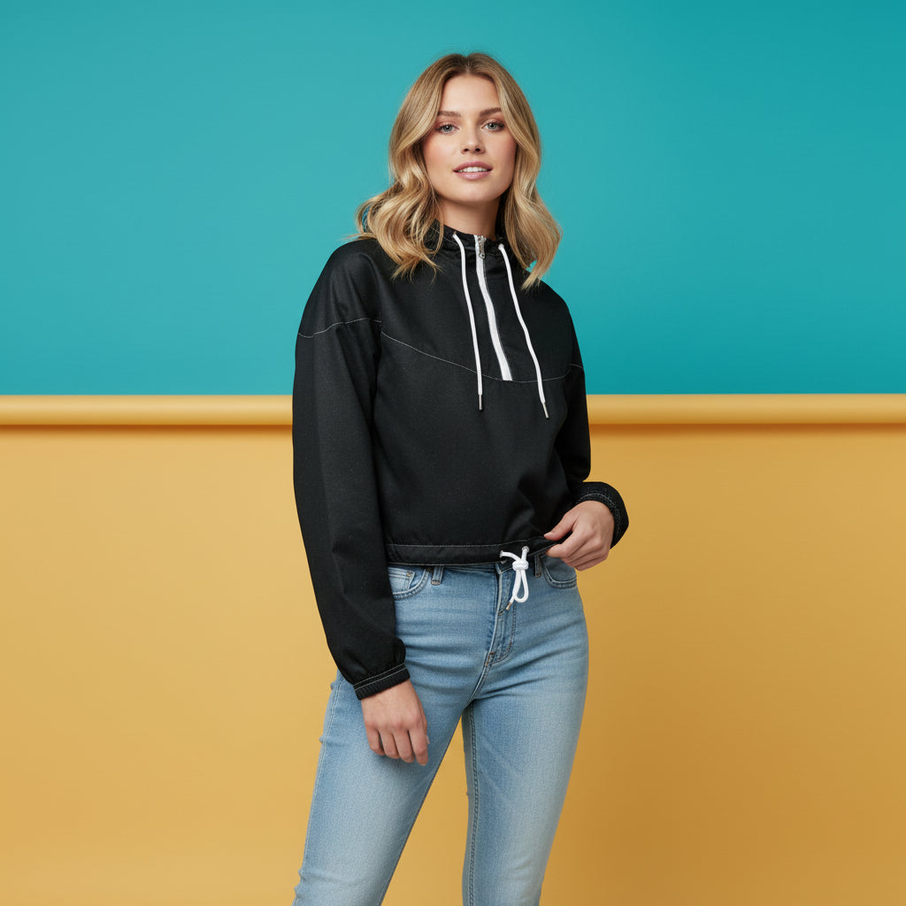 Black Cropped Windbreaker | Women&