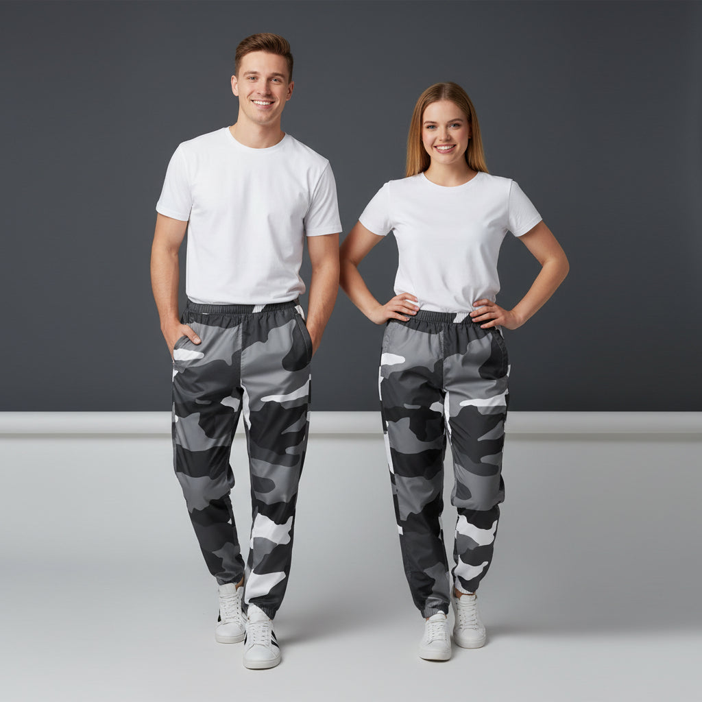 Black And Gray Camo Pants | Unisex All-Over Print Streetwear Joggers
