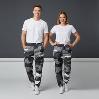 Black And Gray Camo Pants | Unisex All-Over Print Streetwear Joggers