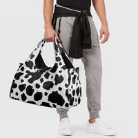 Women's Black and White Cow Print Canvas Sports Bag