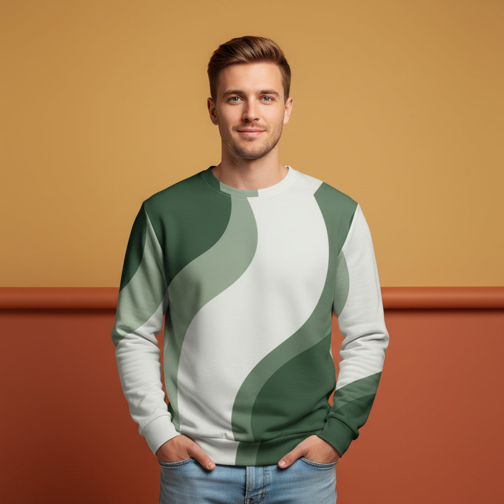 Green Sweater Women | Aesthetic Sage Patterned Unisex Pullover
