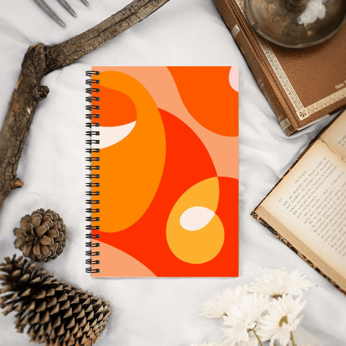 Orange Abstract Pattern A5 Spiral Notebook