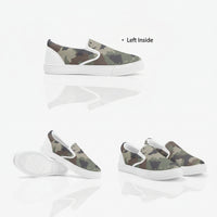 Classic Green Camo Slip On Sneakers | Unisex Camouflage Print Canvas Shoes