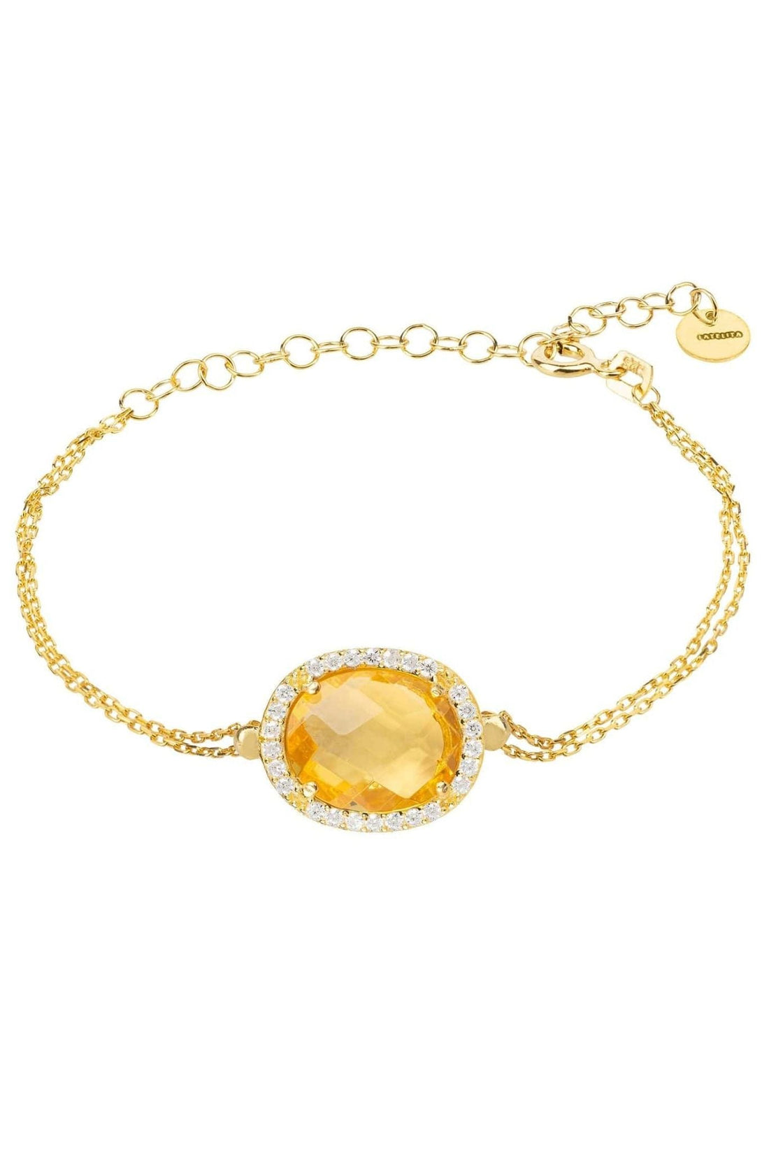 Beatrice Oval Gemstone Bracelet Gold Citrine Hydro-0