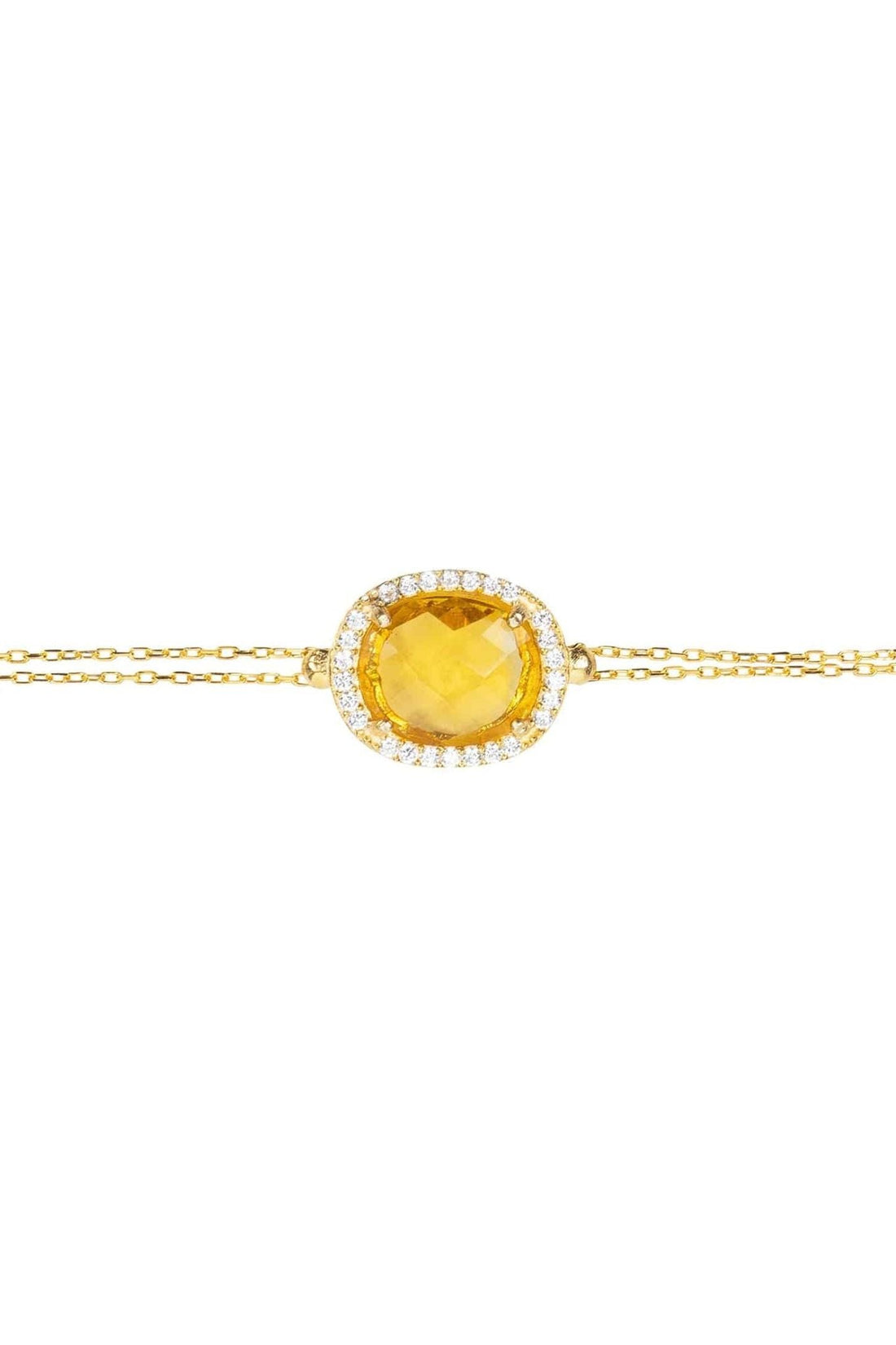 Beatrice Oval Gemstone Bracelet Gold Citrine Hydro-2