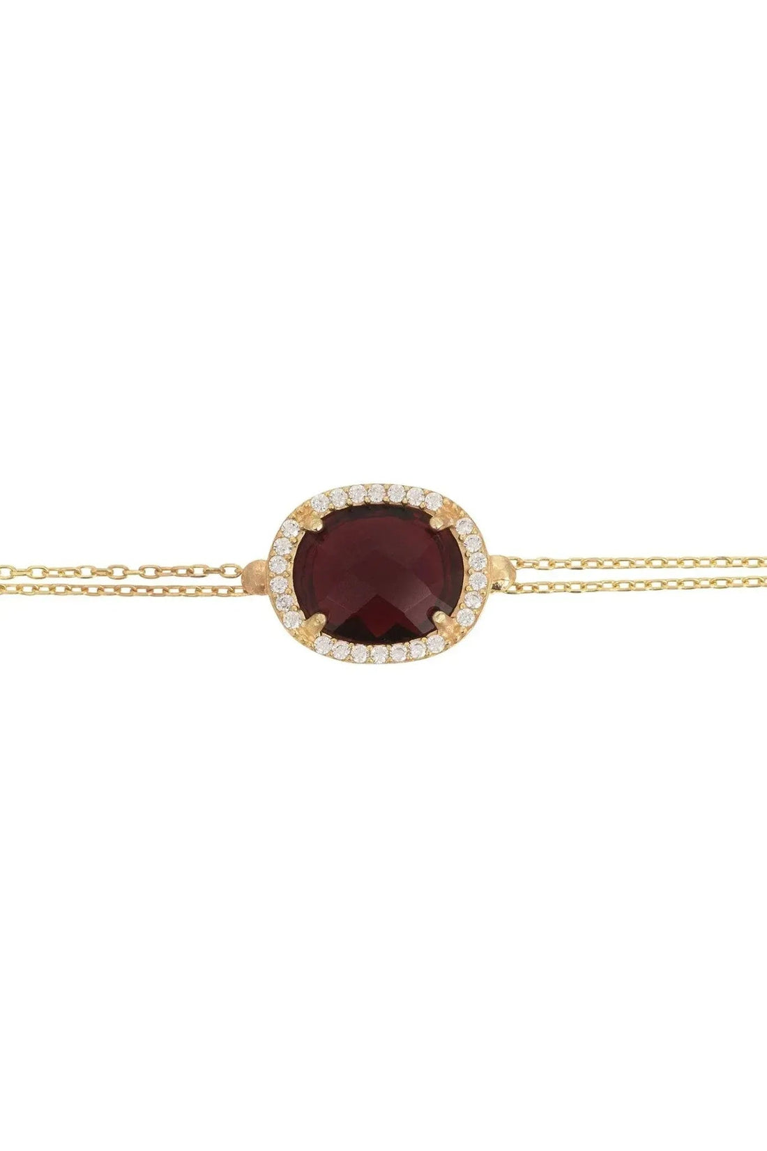 Beatrice Oval Gemstone Bracelet Gold Garnet-3