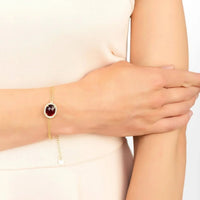 Beatrice Oval Gemstone Bracelet Gold Garnet-1