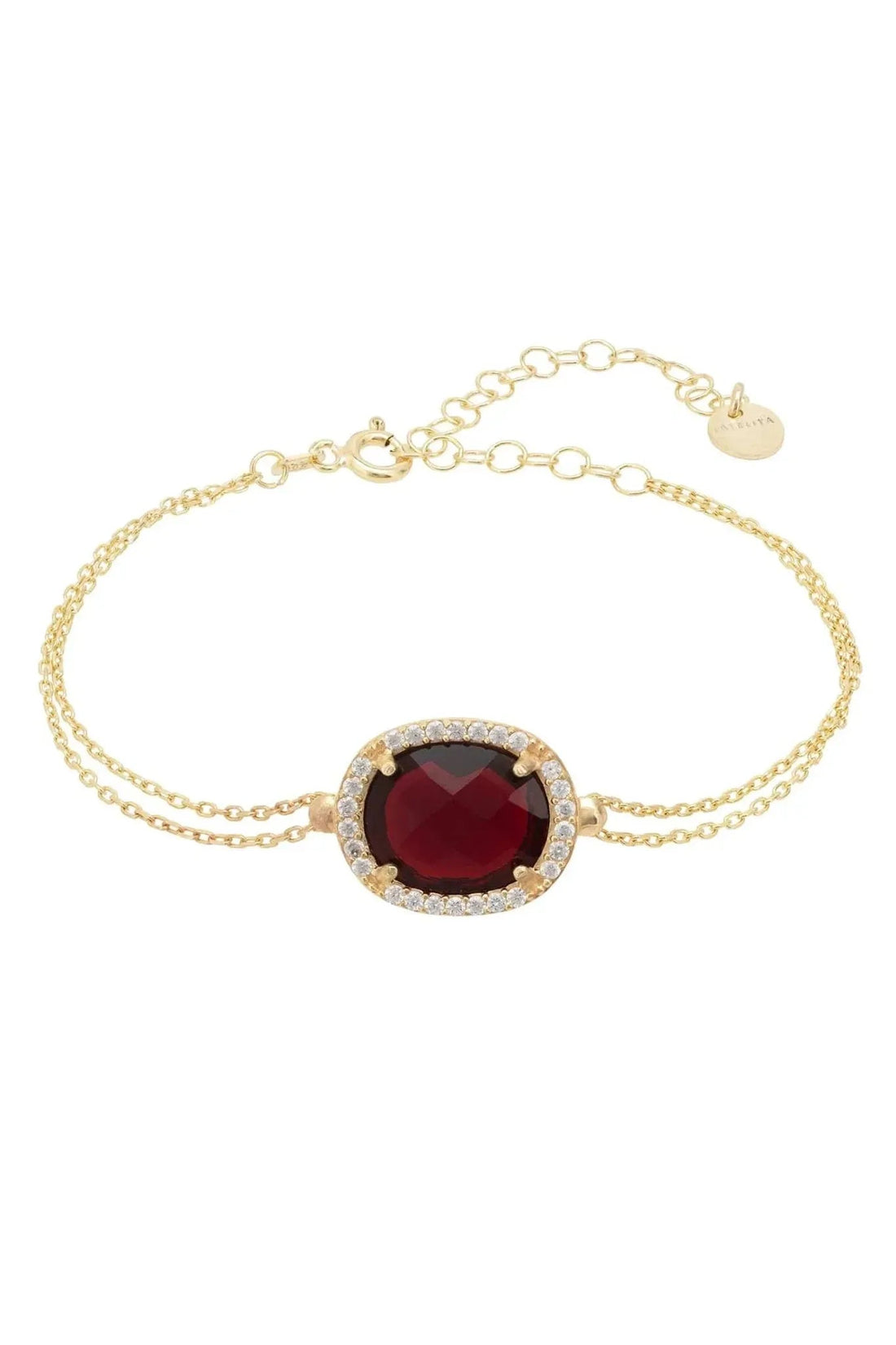Beatrice Oval Gemstone Bracelet Gold Garnet-0