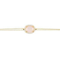 Beatrice Oval Gemstone Bracelet Gold Rose Quartz-3