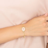 Beatrice Oval Gemstone Bracelet Gold Rose Quartz-1