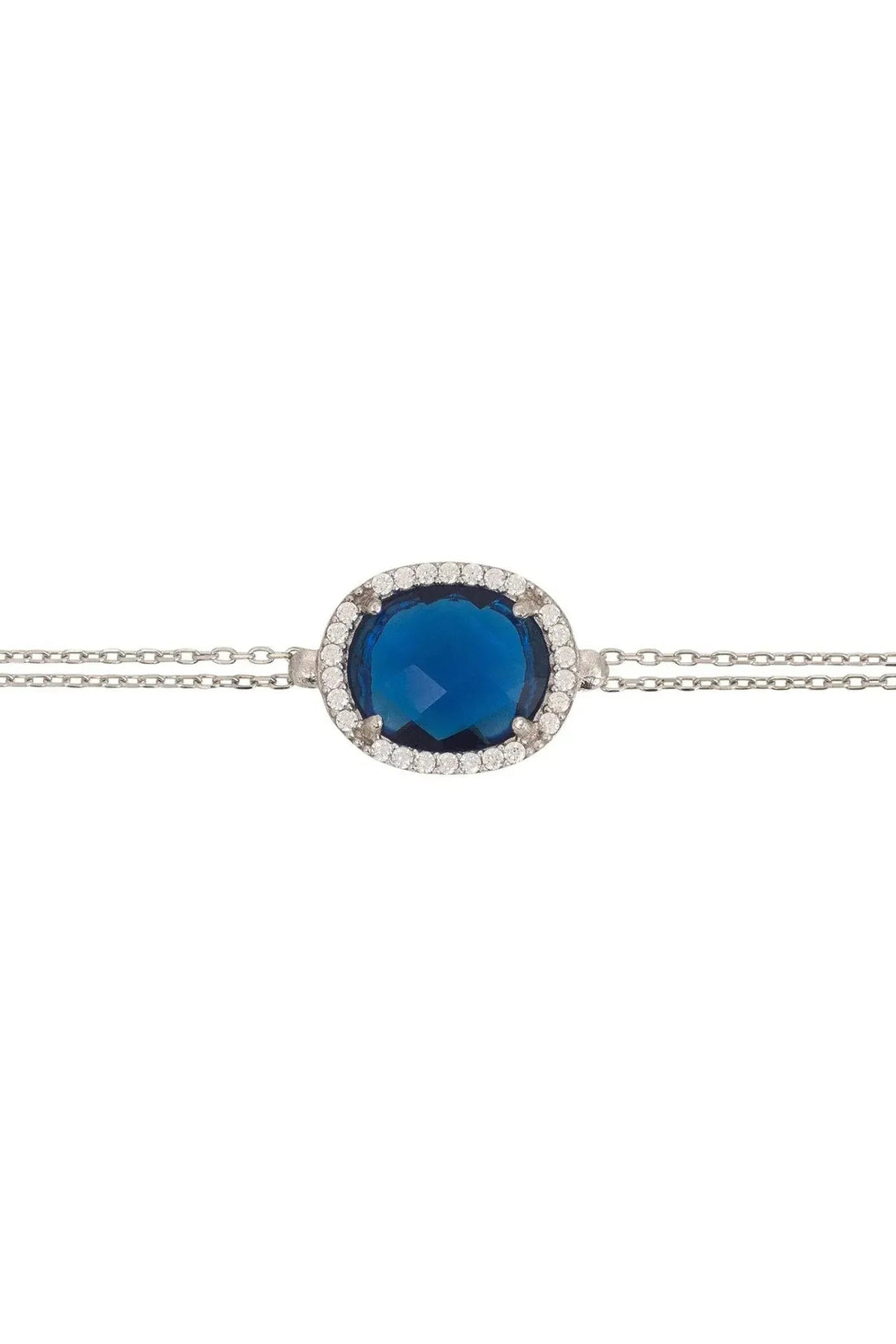 Beatrice Oval Gemstone Bracelet Silver Sapphire Hydro-3